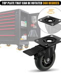 3" Casters Set of 4 - Heavy Duty Quiet Casters, Max Load 2000 lbs, Soft Wheels for Carts, Glide Smoothly and Protect Floors, Locking Furniture Casters