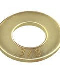 3/8 Inch Grade 8 SAE Flat Washer Thru Hardened Yellow Zinc close-up view
