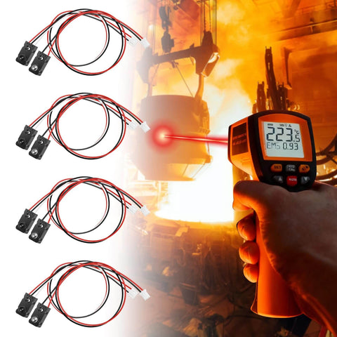 4 Pack Infrared Break Beam Sensor Kit With Split Transmitter And Receiver for precise counting in industrial setting, handheld laser in use