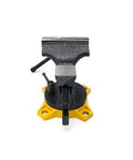 4-Inch Bench Vise for Workshop Use With 270-Degree Swivel Base, Heavy Duty 4-Lug Base, Powder Coated Gray Finish front view