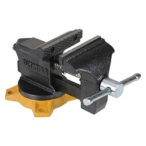 4-Inch Bench Vise for Workshop Use With 270-Degree Swivel Base, Heavy Duty 4-Lug Base, Anvil And Anvil Horn, Gray Finish