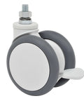 Close-up of 4-inch caster from 4" Floor Safe Computer Desk, Workstation & Rolling Cart Medical Caster Kit - Set of 4 (2 Brake Casters)
