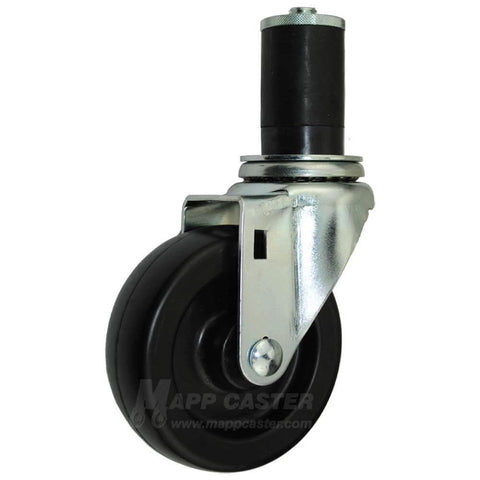 4” Food Prep Table Casters, NFS Certified, Water & Cleaning Solvent Resistant Wheels - Set of 4, close-up view of single caster