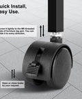 4 Pack 1.5" Swivel Stem Caster Wheels - Replacement Furniture Casters with Locking Brake, Metric M8 Threaded Stem, for Table, Drawer, Plant Shelf, Metal Rack, Laundry Basket