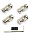 4 Pack 5mm To 5mm Universal Joint Shaft Couplings With Screws For Motors In High Strength 45 Steel Electroplated Set displayed with screws