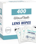 400 Count Lens Wipes For Eyeglasses Pre Moistened Wrapped Streak Free packaging with individual wipe packets