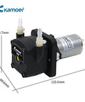 400ml/min high flow peristaltic pump 12V dc brushed motor lab liquid dosing pump with BPT tube, shown with dimensions