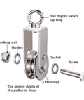 40mm Cable Pulley Wheel, Bearing Inside, Rope Pulley for Pulley System, Gym Equipment, Clothesline and DIY Projects 1Pack with components