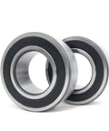 2 Pair 7005C-2RZ-P4-DT Sealed Angular Contact Bearings 25X47X12MM side view showing shiny metal and black sealing, ideal for CNC use.