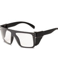 Kickass Ansi Z87 Safety Glasses Featuring Hella Smooth Photochromic Anti Blue Light Lenses With Solid UV400 Protection Lightweight Polycarbonate Frame In Matte Black, side view showing clear lenses.