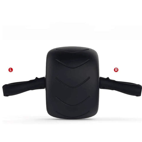 Heavy Duty Solid Steel Ab Roller Wheel Core Training Equipment with non-slip handles, black color, front view design.