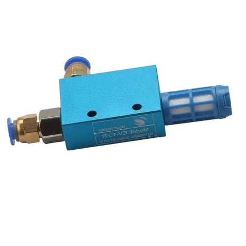 Rock Solid Industrial Vacuum Generator For Pneumatic Manipulators And EGR Valve Solenoids, blue, compact design, attaches to tools.