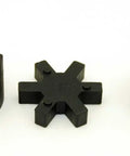 Straight Up Heavy Duty L095 Flex Coupling Set With Rugged Nbr Spider Insert showing adapter halves and spider for shop rigs.