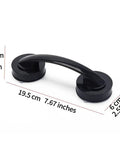 Black Suction Cup Glass Door And Window Handle for bathroom and shower sliding doors with dimensions displayed.