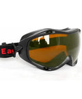 Badass Heavy Duty Laser Safety Glasses And Protective Goggles With Top Notch OD5 Dual Band Coverage For 532Nm And 1064Nm Lasers, black wraparound design.