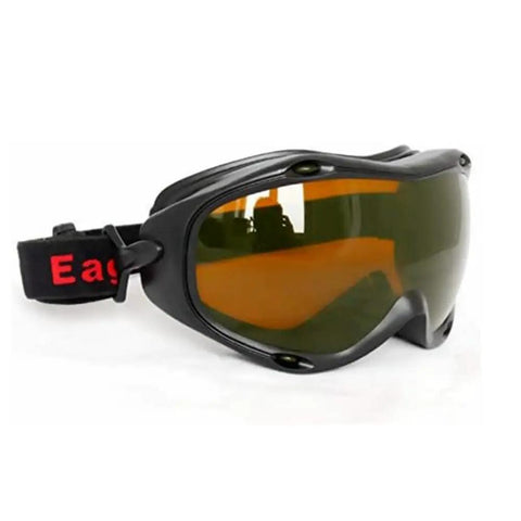 Badass Heavy Duty Laser Safety Glasses And Protective Goggles With Top Notch OD5 Dual Band Coverage For 532Nm And 1064Nm Lasers, black wraparound design.