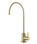 Kitchen Water Filter Faucet In Brushed Gold Standalone Beverage Faucet For On Demand Clean Water With 100 Percent Lead-Free Brass Body And Rust-Resistant Finish Model FF-100BG side view