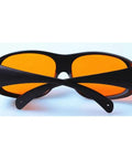 Heavy Hitter Laser Safety Glasses With OD5 Filter Blocking Violet Blue Green Lasers Built Different Construction crisp optics in orange.
