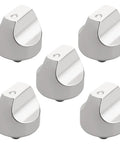 Five Pack Range Burner Control Knob Replacement Set For Cafe CGP350 Series Ovens in 304 stainless steel, easy snap fit design.