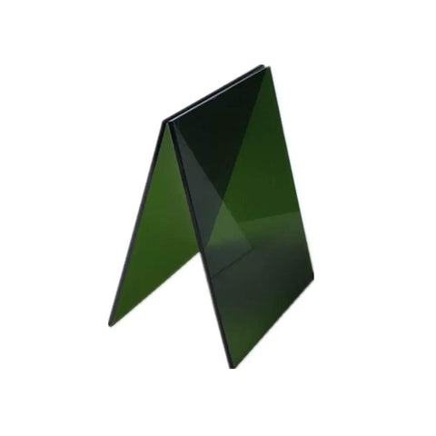 Heavy-Duty Laser Safety Protection Window for 900 to 1070 nm with 40 Percent Transmittance and OD Over 6 for DIR AB6 Class Rating Size 200 X 250 X 5 mm showing green tinted protective glass.