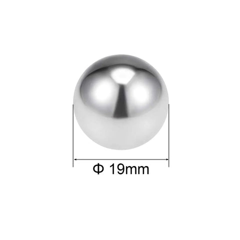 Top Grade G100 Precision Bearing Balls 19 Millimeter Diameter In A Five Piece Bundle showcasing a shiny 19mm stainless steel spherical ball.