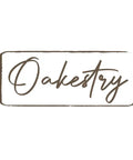 Logo design for Oakestry, featuring elegant script typography in brown on a white background.