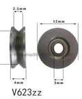 Twenty Kickass Heavy Duty Sealed V Groove Pulley Bearings For Smooth Wire Guide Tracks And Linear Motion Applications Featuring Tight V623ZZ Fit With High Carbon Steel, dimensions shown.