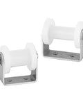 These Badass H Shaped Nylon Double Bearing Shower Door Rollers Let Square Track Sliders Glide Like Butter Super Durable Replacement Pulley Wheels For Bathroom Fixtures And Home Projects - white nylon rollers on metal frame.