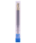 Front view: BestParts solid carbide end mill for aluminum in clear plastic case with blue base; 3-flute, 5/16 diameter.