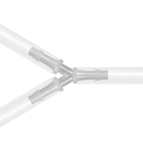 Fish Tank Air Pump Y Splitter 4 Pack With Check Valve Grip Tight Anti Slip Barbed Fittings For 3/16 Inch Aerating Line, showing clear polypropylene connectors.