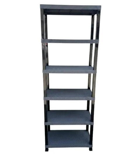 Super Heavy Duty Plastic Modular Storage Cabinet Featuring Slammin Adjustable Shelves And Rock Solid Legs For Boss Level Home Office Organization Solutions, five-shelf design.