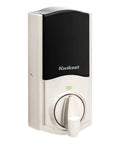 Top Notch Keyless Entry Smart Lock Deadbolt With Z Wave Integration Illuminated Keypad And Instant One Touch Action Hella Secure Home Automation Satin Nickel on a door.