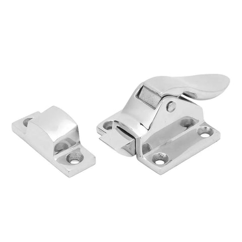 Rock Solid 316 Stainless Steel Marine Grade Door Latch Lockable Twist Catch Cabinet Clamp with smooth finish for saltwater use.