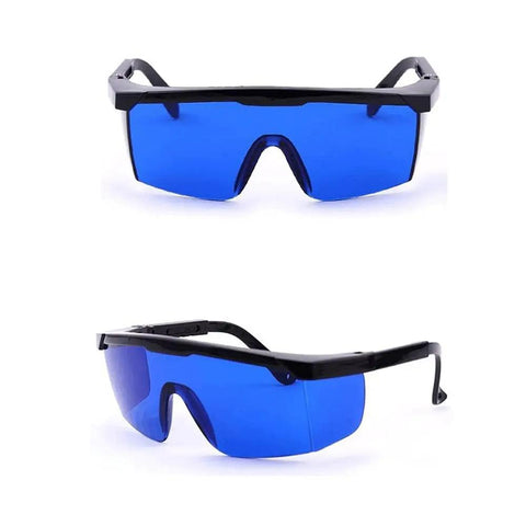 Top Shelf Laser Safety Glasses With Blue Tint Lenses blocking 190Nm To 540Nm Rays, superlightweight soft plastic shell.