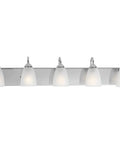 Gather Collection Five Light Bath And Vanity Light Fixture with Etched Glass Shades and Chrome Finish, 36in Wide