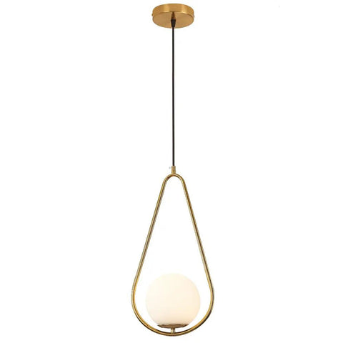 Gold Brass Modern Pendant Light For Kitchen Island With Glass Globe, One Light Indoor Hanging Fixture, adjustable cord