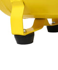 Feet and base of the 10 Gallon Oil Lubricated Air Compressor With 3.5HP Industrial Motor, showing sturdy yellow steel construction.
