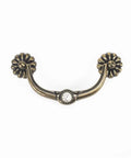 Zinc Alloy Pull Handle For Cabinets And Drawers, Matte Black European Vintage Style Hardware, floral design with central embellishment