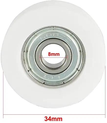 Smooth As Butter 2Pcs Guide Bearing Pulleys For Linear Motion Rails Heavy Duty Nylon Metal Roller Wheels With 8Mm Bore, top view showing 8mm bore and 34mm width.