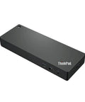 Universal Thunderbolt Four Dock With Hundred Watt Charging And 4K Video Output Featuring HDMI USB C Connector, sleek black design.