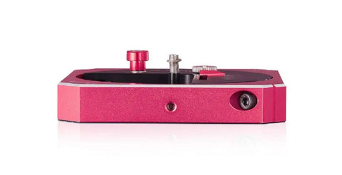 Side view of Stepless Adjustment Circular Cutter For Precise Round Cuts In Paper, Plastic And More, 1mm To 50mm Diameter, in red aluminum.