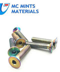 Kickin Style Titanium Bolts M5x30mm Countersunk Flat Head Fasteners Multicolor Heavy Duty Hardware For Motorcycle Chassis Bike Frames And Vehicle Mods Built Sick Ride Ready Gear Pack, showing multicolor titanium screws.