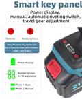 Smart key panel of 26V Cordless Rivet Nut Gun Kit With Battery M3 Through M12 Electric Riveter showing power display and modes.