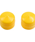 Premium Pair Of Front Axle Cap Bearing Replacements Replace M143338 For John Deere Garden Tractors, yellow plastic caps.