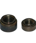 Hella Durable Carbon Steel Self Clinching Rivet Nuts Metric Threaded Inserts, two sizes shown, suitable for heavy duty metal sheet mounting.