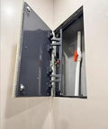 Heavy Duty Concealed Door Hinge Kit For Tile And Stone Wall Doors With Industrial Pivot Hinges Hidden Access Panels Built Like A Tank Tough As Nails Smooth Action Bathroom Ready, showcasing a pivot door with concealed hinges.