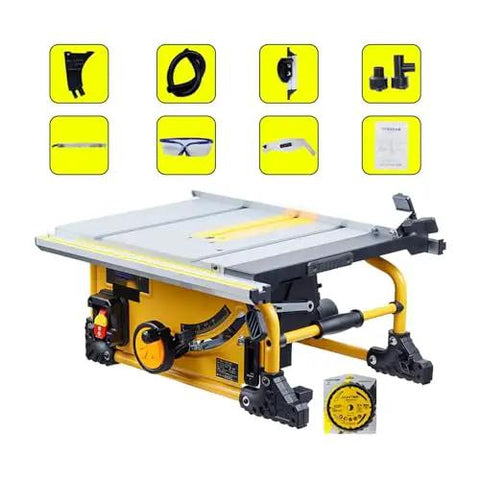 Badass 1500W 80 Tooth Table Saw For Rock Solid Woodworking Cuts With Dust-Free Design And Smooth Sliding Action That Is Totally Sick For DIY Pros And Garage Shoppers Who Want Premium Precision Anytime Without All The Hassle On Their Workbench with accessories.