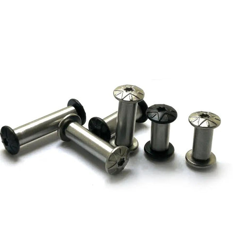 12 Sets Slick Black Five Pointed Star Chicago Screws Premium Stainless Steel 303 Beast Mode Hardware For Tactical Knives And Rugged Camp Gear 5mm X 17mm, showcasing heavy-duty matte black stainless steel screws.