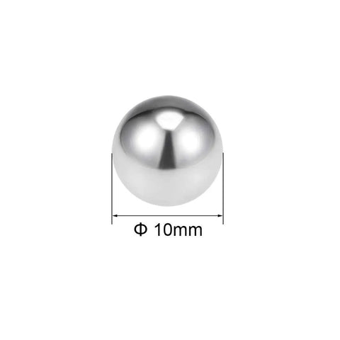 10mm 304 Stainless Steel Ball Bearings G100 Precision Grade Steel Spheres For Machinery Parts And Replacement Components Pack Of 100 Solid round metal ball with polished finish.