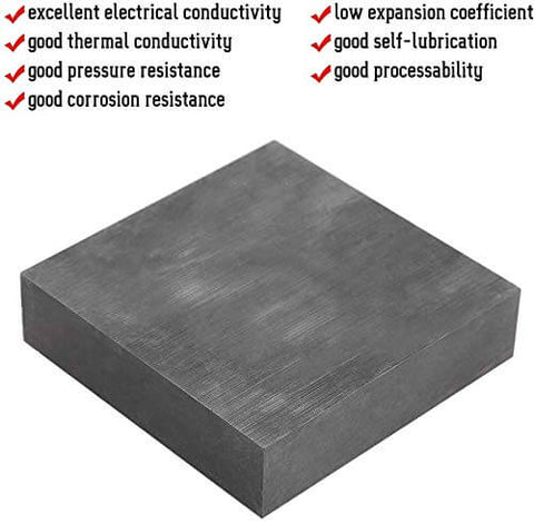High Purity Graphite Electrode Blocks For Electrolysis And Molds, Pro Grade Heavy Duty 99.9% Pure Plates, 1.6x1.2 Inch